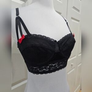 Vintage Hot Topic Goth Morbid Threads Black Lace Strappy Lingerie Bra Bustier S